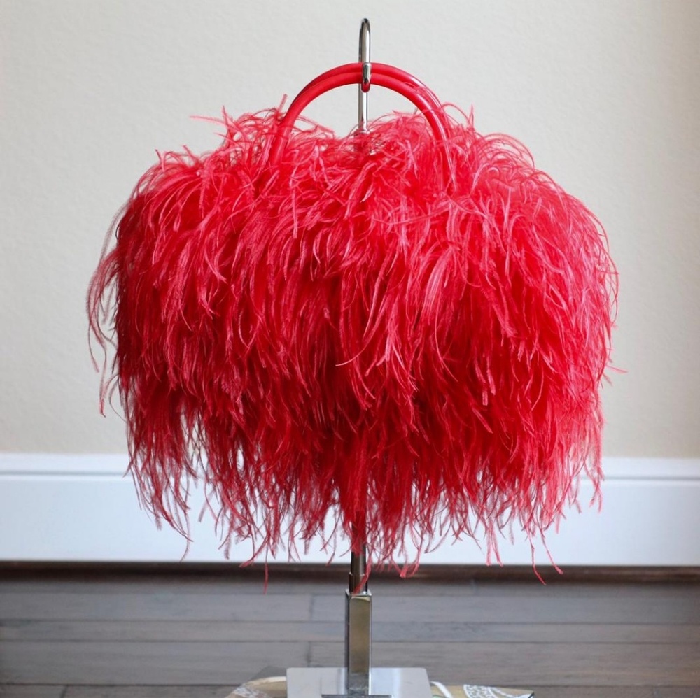 Ostrich feather handbag